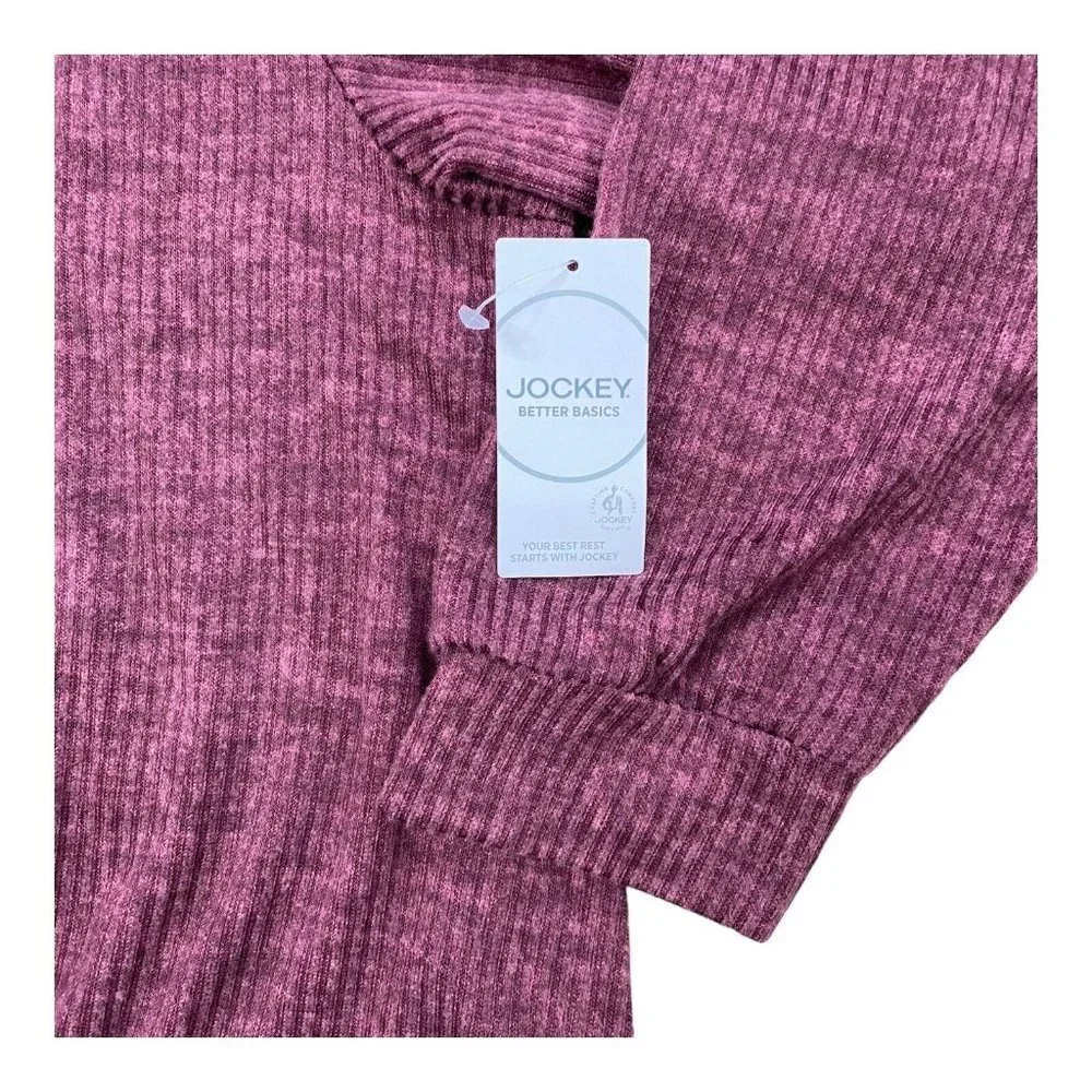 Jockey Lounge Sweater Sz 3X Ribbed Microfiber‎ Stretch Button Up Maroon L/S NWT